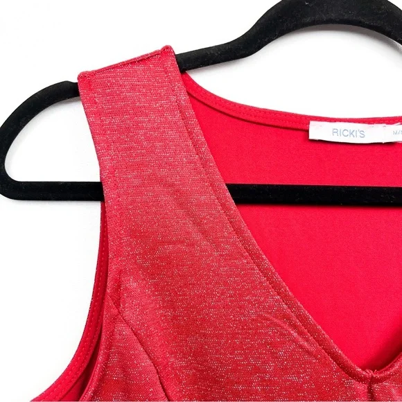 Ricki's Red Metallic Threaded Tank Top Blouse for Holidays - Picture 8 of 12